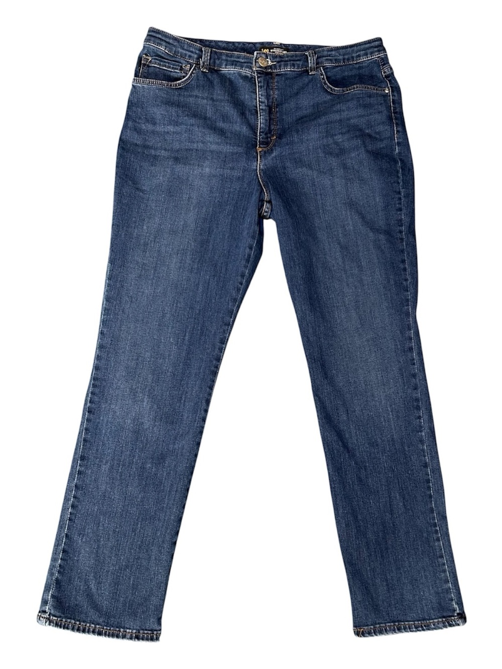 Lee Womens Jeans relaxed Fit high Rise Sz 16 XL blue denim Straight Leg #287